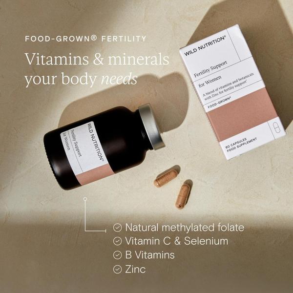 A clean, top-down product photography layout showcasing a supplement bottle and packaging with clear benefit-led iconography.